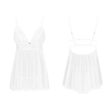 Charger l'image dans la galerie, Vente babydoll blanche avec fine dentelle à motif floral de la marque Obsessive.