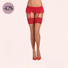 Charger l'image dans la galerie, Achat bas de lingerie pour porte-jarretelles de couleur beige et rouge à prix soldé.