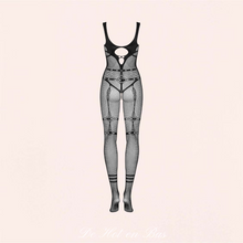 Charger l'image dans la galerie, Achat combinaison ouverte à l'entrejambe avec un motif effet harnais très sexy pour femme, disponible sur notre boutique érotique en ligne De Hot en Bas.