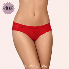 Charger l'image dans la galerie, Vente culotte plissée en dentelle rouge Patty à petit prix.