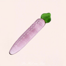 Charger l'image dans la galerie, Vente de dildo en verre en forme de carotte de couleur vert et violet.
