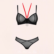 Charger l'image dans la galerie, Ensemble de lingerie noir transparent Glandez est disponible en plusieurs tailles différentes pour un ajustement parfait de votre silhouette.