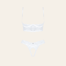 Charger l'image dans la galerie, Le soutien-gorge effet semi bustier en dentelle floral blanc dispose d'une armature confortable pour mettre en valeur votre poitrine comme il faut.