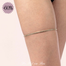 Charger l'image dans la galerie, Achat jarretière en strass brillante doré en promotion petit prix sur notre boutique de bijoux de corps en ligne.
