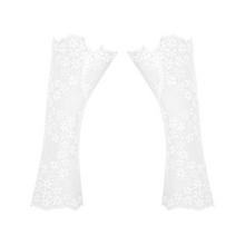 Charger l'image dans la galerie, Gants sexy, mitaines, courts ou longs, satinés, dentelle blanche douce à motif floral.