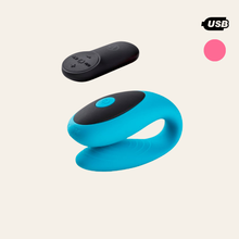 Charger l'image dans la galerie, Vente stimulateur de couple de couleur bleu et noir avec télécommande pour une utilisation seule ou à deux.