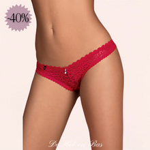 Charger l'image dans la galerie, La culotte en dentelle douce rouge de la marque Obsessive est en promotion.