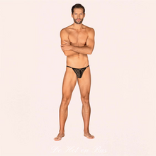 Charger l'image dans la galerie, Le string noir de la marque Obsessive pour homme est disponible en taille unique. Il conviendra parfaitement à toutes les tailles.
