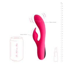 Charger l'image dans la galerie, Deux moteurs puissants sont disposés sur les deux bouts du vibromasseur en silicone rose, bleu ou violet du rabbit Dual Vibrator V2 de la marque Virgite.