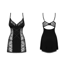 Charger l'image dans la galerie, Vente ensemble de lingerie de nuit, babydoll fluide deux pièces avec string assorti noir de la collection Laurise pour femme. Disponible sur notre boutique de lingerie en ligne au meilleur prix.