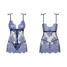 Charger l'image dans la galerie, Vente ensemble de lingerie de nuit, babydoll fluide en dentelle douce et transparente pour femme de la collection Charlotte disponible sur notre boutique de lingerie en ligne au meilleur prix !