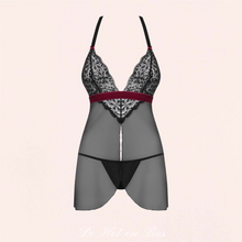 Charger l'image dans la galerie, Nuisette en dentelle de couleur noire pour femme de la collection Rossita.