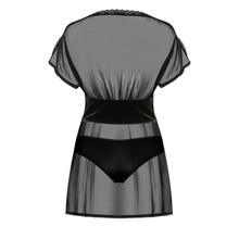 Charger l'image dans la galerie, Vente de babydoll en dentelle noire élastique et confortable pour vos moments coquins avec votre partenaire.