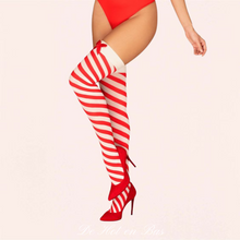 Charger l'image dans la galerie, Magnifique bas rouge et blanc pour déguisement lingerie de Mère Noel sexy pour femme.