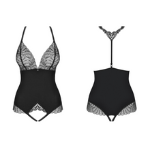 Charger l'image dans la galerie, Achat sous-vêtement pour femme de la collection Charline, ce body en tissu noir confortable est disponible sur notre boutique érotique en ligne au meilleur prix.