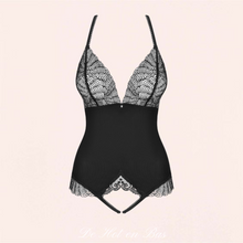 Charger l'image dans la galerie, Vente de body noir en dentelle de la collection Charline pour femme.