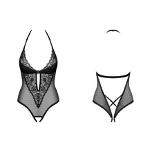 Charger l'image dans la galerie, La lingerie en dentelle noire à motif floral transparent pour femme disponible sur notre boutique de lingerie au meilleur prix.