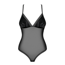 Charger l'image dans la galerie, Body transparent de couleur noir en tulle pour femme de la collection Alifini.