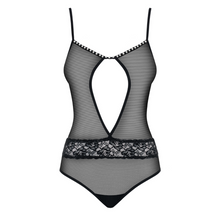 Charger l'image dans la galerie, Magnifique body sexy noir de la collection Camilia en tulle transparent et dentelle douce