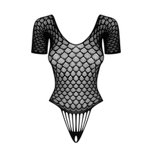 Charger l'image dans la galerie, Notre body en grosse maille de couleur noir est en tissu élastique pour un confort total.