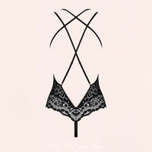 Charger l'image dans la galerie, Notre body noir en dentelle à motif léopard de la marque Obsessive est disponible sur notre site en ligne à petit prix.
