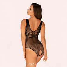 Charger l'image dans la galerie, Le Body que tout le monde voudra cette saison ! Magnifique Body sexy en fine résille noire élastique avec sur la poitrine, un tissu grande maille très confortable.