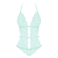 Charger l'image dans la galerie, Body en dentelle de couleur vert d'eau de la collection Mélisande, de la marque Obsessive