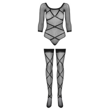 Charger l'image dans la galerie, Vente bodystocking deux pièces (body manches longues et une paire de bas assortie) pour vos moments coquins.