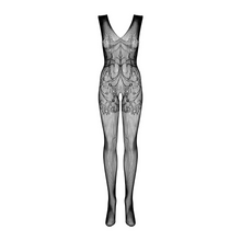 Charger l'image dans la galerie, Achat bodystocking noir résille douce et résistante pour femme, de la collection Rita.