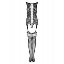 Charger l'image dans la galerie, Combinaison en résille noire, signée de la marque Obsessive, offrant un design ultra recherché avec ses mosaïques raffinées et tendances. Votre moitié ne pourra pas vous résister...