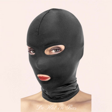 Charger l'image dans la galerie, Cagoule noir de haute qualité extensible fétichiste de la marque Fétish Tentation à petit prix.