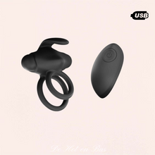 Charger l'image dans la galerie, Achat cockring noir télécommandé d'une portée de 10 mètres pour jouet discrètement avec les modes de vibrations.