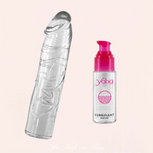 Charger l'image dans la galerie, Le coffret sensations réalistes est composé d'un grand gode en jelly et un lubrifiant à base d'eau.