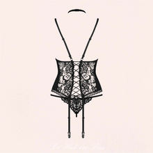 Charger l'image dans la galerie, Un joli laçage est disposé à l'arrière du corset en dentelle à motif floral pour femme.