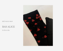Charger l'image dans la galerie, Vente bas noir avec un fin voilage noir avec de petits coeurs rouges pour femme de la marque Fiore.