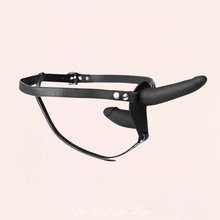 Charger l'image dans la galerie, Double gode ceinture en silicone noir pour femme de haute qualité.