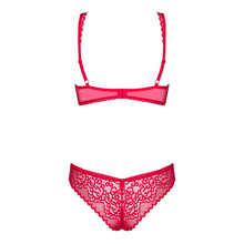 Charger l'image dans la galerie, Jolie ensemble avec le soutien-gorge en dentelle qui s'attache par agrafes dans le dos, et la culotte en dentelle transparente confortable