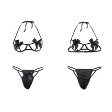 Charger l'image dans la galerie, Découvrez un ensemble de lingerie noir deux pièces ouverts de la marque Paris Hollywood au meilleur prix.