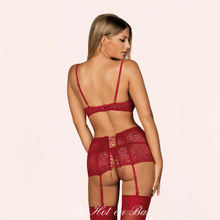 Charger l'image dans la galerie, Sexy porte-jarretelles pour femme en dentelle avec un laçage dans le dos.