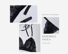 Charger l'image dans la galerie, Notre ensemble de lingerie en dentelle noire est disponible sur notre site en ligne dehotenbas.com