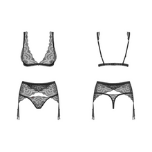 Charger l'image dans la galerie, Achat ensemble de lingerie trois pièces avec porte-jarretelles élastiques réglables.