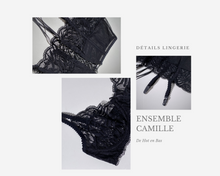 Charger l'image dans la galerie, Vente ensemble de lingerie en dentelle fine, chic, transparente et confortable dans les motifs floral pour cette magnifique collection Camille.