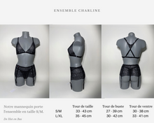 Charger l'image dans la galerie, Notre ensemble en dentelle noire Charline est disponible en taille S/M et L/XL.
