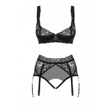 Charger l'image dans la galerie, Sexy ensemble de lingerie ouvert noir de la collection Carla
