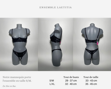 Charger l'image dans la galerie, Achat de votre ensemble de lingerie noir ouvert avec toutes les mesures de l'ensemble disponible sur notre fiche produit.