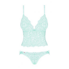 Charger l'image dans la galerie, Ensemble en dentelle fine et transparente d'une couleur vert d'eau