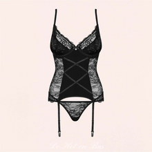 Charger l'image dans la galerie, Guêpière noire en dentelle sexy de la collection Laurise disponible sur notre site en ligne.