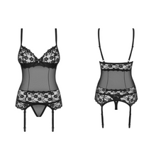 Charger l'image dans la galerie, Guêpière 2 pcs dentelle noire - Laetitia