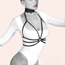 Charger l'image dans la galerie, Harnais de corps de la collection Julia en élastique noir pour un total confort de la marque Bijoux pour toi.