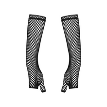 Charger l'image dans la galerie, Vente superbes mitaines noires tricot élastique résille de haute qualité.